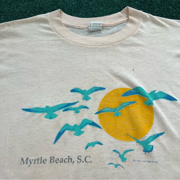 Vintage 80s Myrtle Beach Nature Ocean DISTRESSED T Shirt Size L 21.5X28.5 - Picture 2 of 11